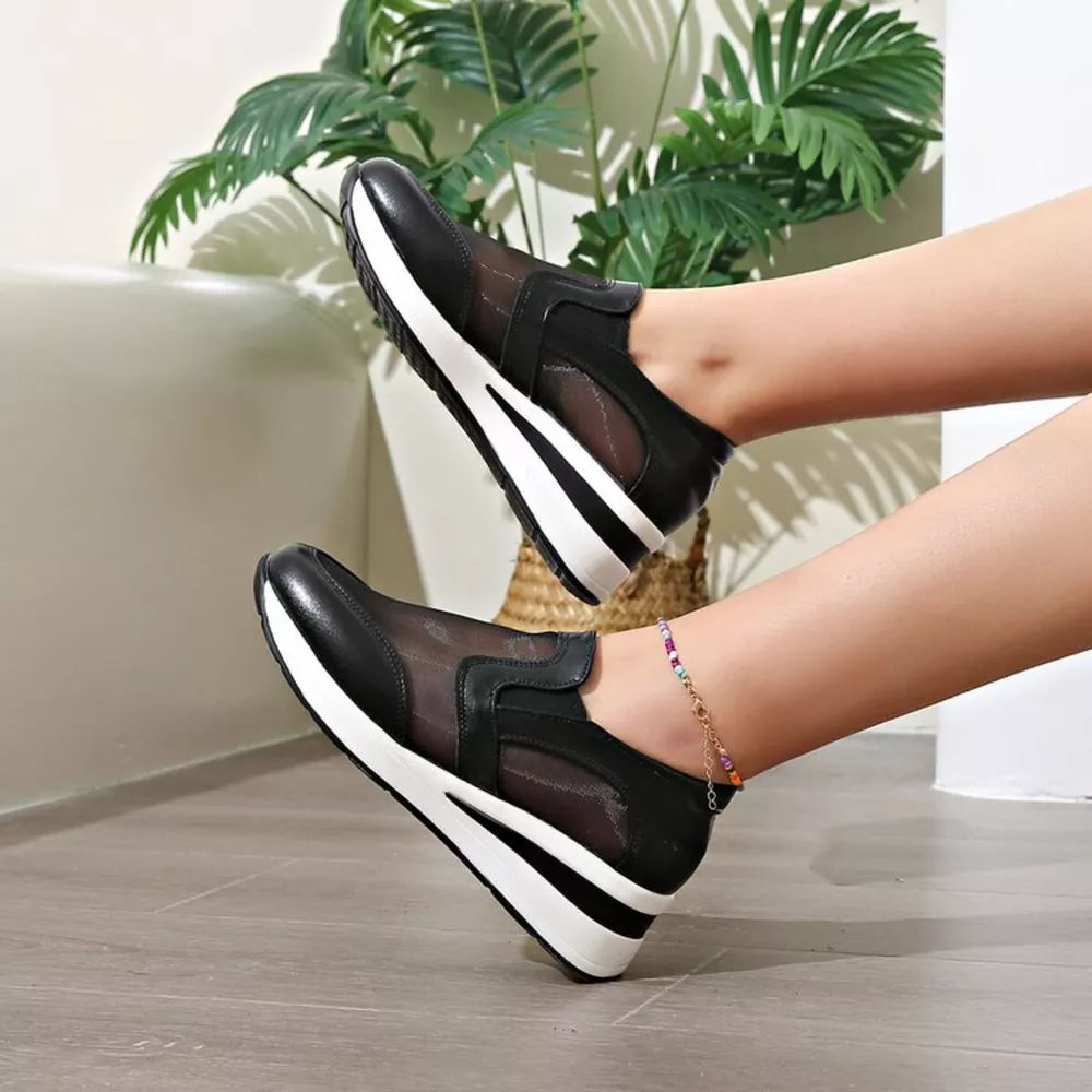 Round Toe Wedge Sneakers, image 3