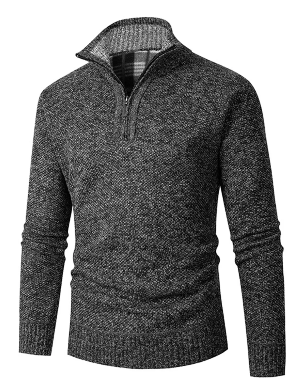 Men's Plus Size Half-Zip Stand Collar Textured Sweater, image 11