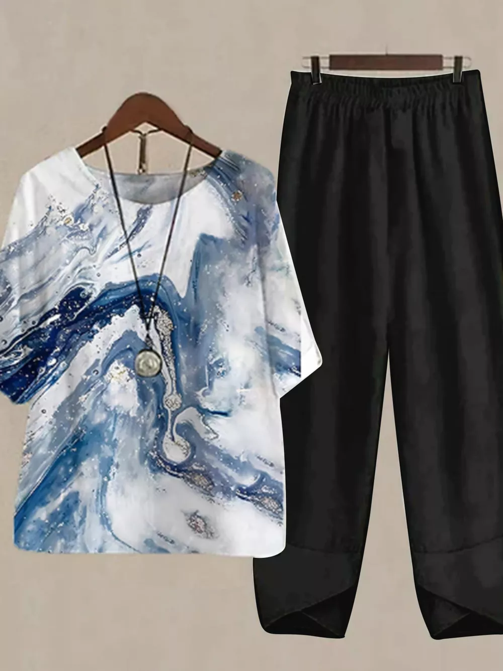 Printed Half Sleeve Top and Pants Set, image 9