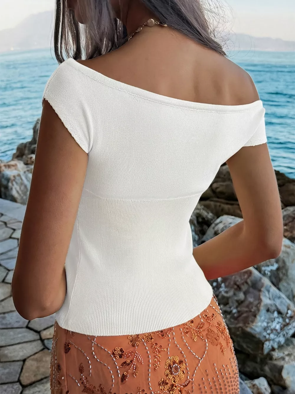 Off-Shoulder Knit Top, image 7