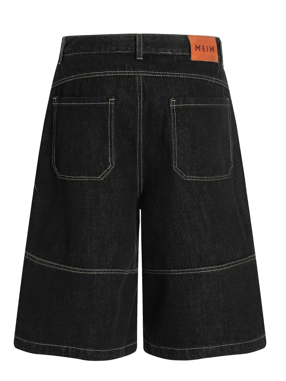 Men's Wide-Leg Denim Shorts with Contrast Stitching, image 3