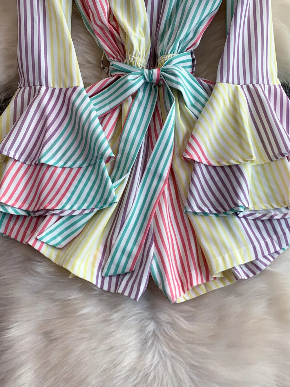 Off-Shoulder Flounce Sleeve Romper, image 10
