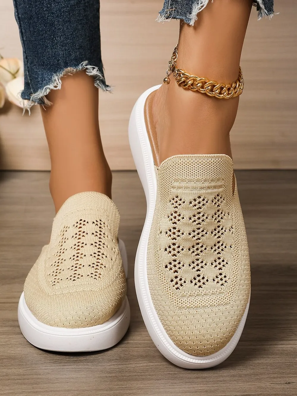 Mesh Round Toe Platform Slip-Ons, image 5