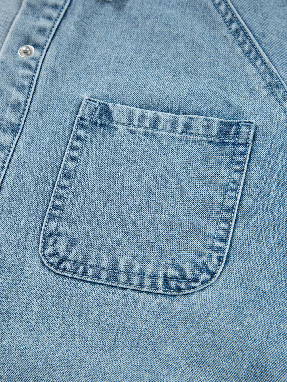 Smocked Cuffs Flared Denim Shirt Mini Dress, image 8