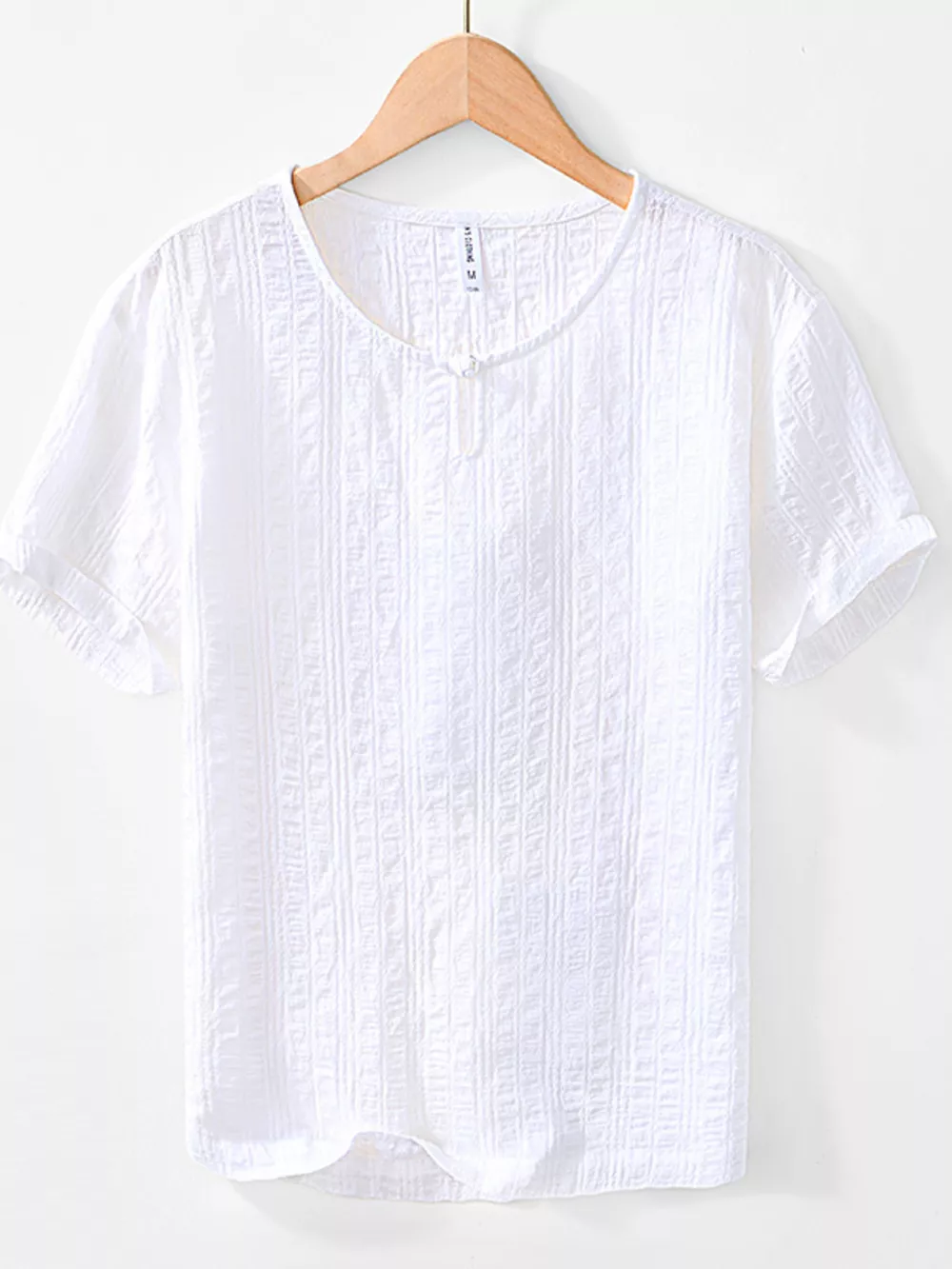 Men's Plus Size Textured Short Sleeve Blouse, image 6