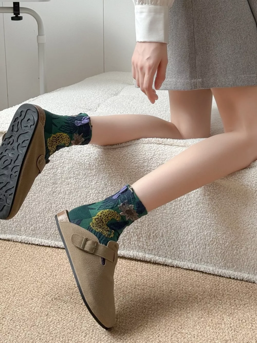 Leopard and Toucan Pattern Cotton Knit Socks, image 9