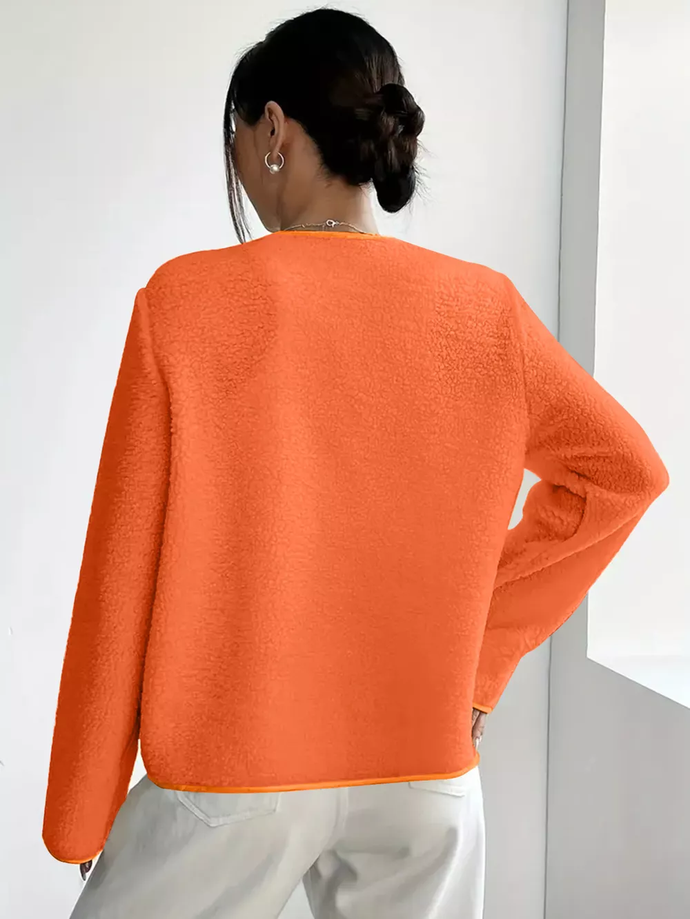 Full Size Textured Button-Up Fleece Outerwear Plus Size, image 18