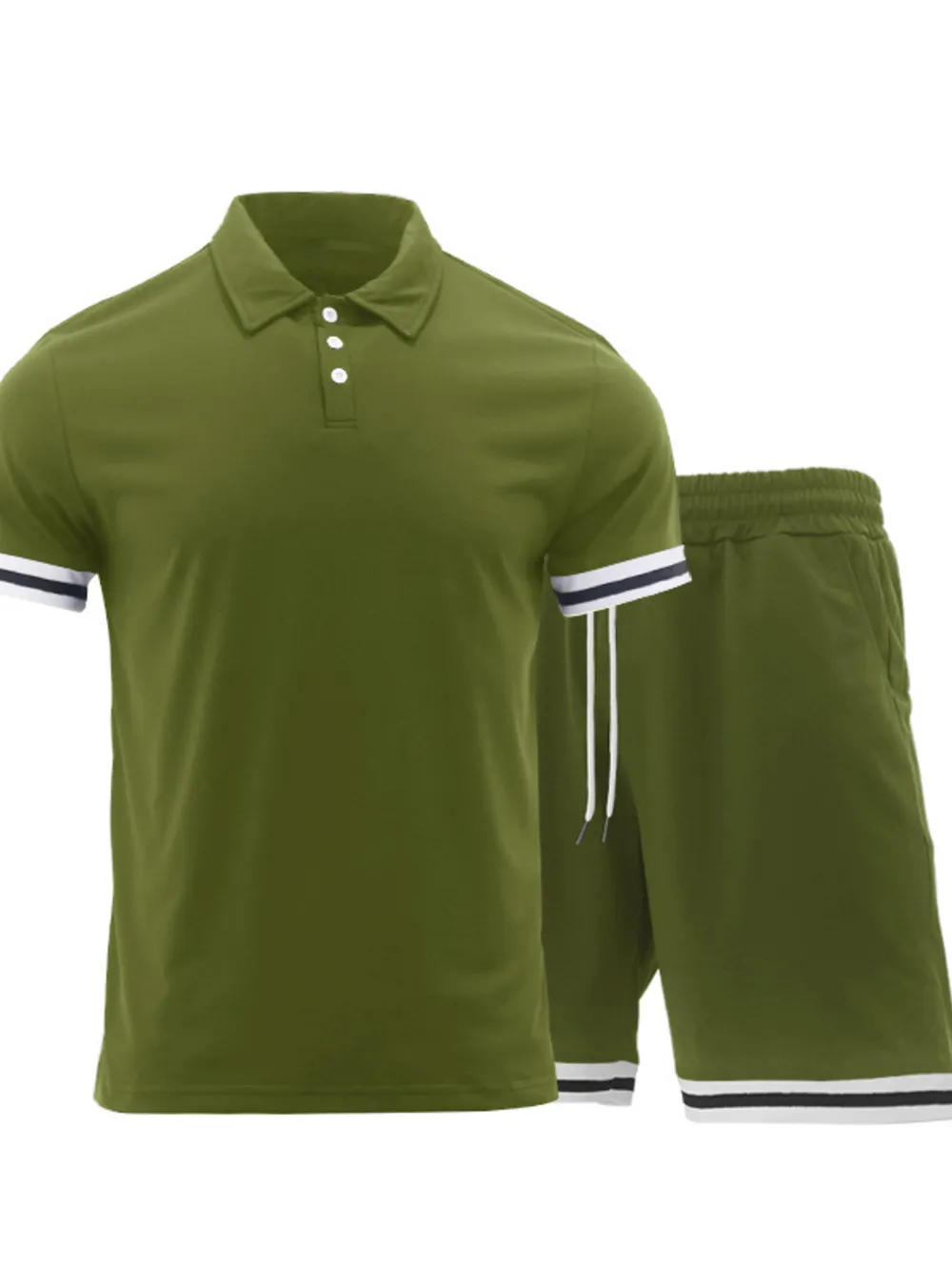 Men's Short Sleeve Polo and Shorts Set, image 2