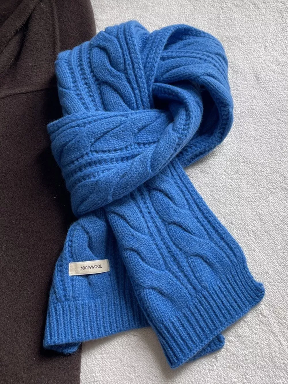 Wool Cable Knit Winter Scarf, image 2