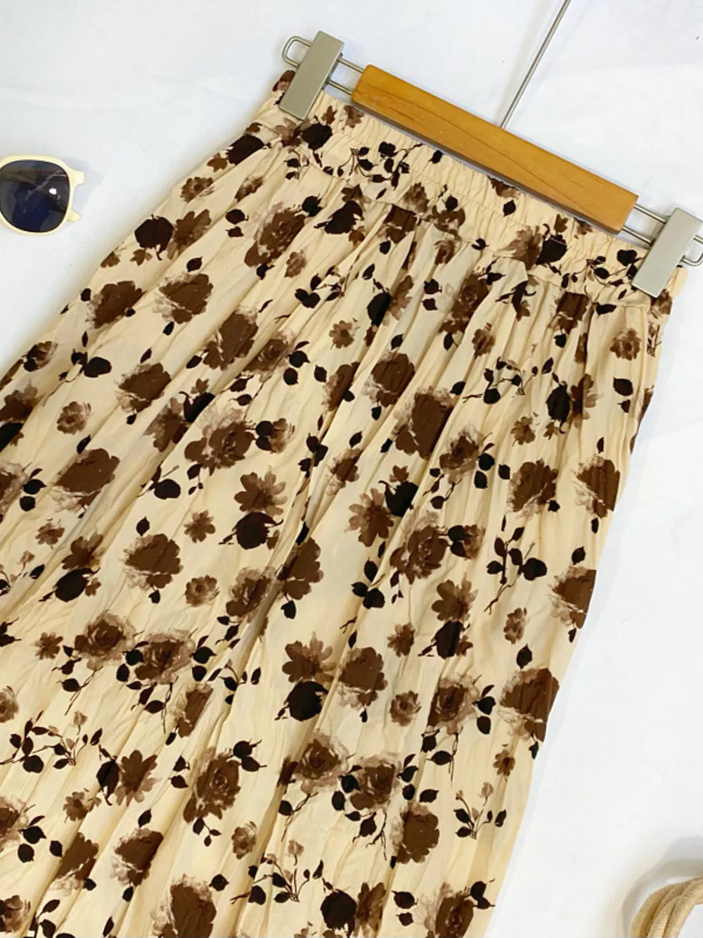 Floral Print Elastic Waist Midi Skirt, image 10
