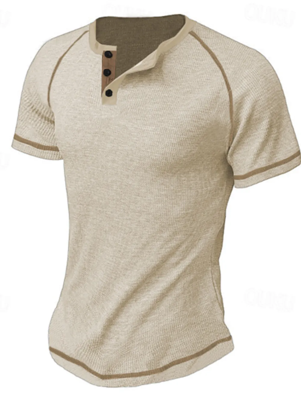 Men's Full Size Button Detail Short Sleeve T-Shirt Plus Size, image 5