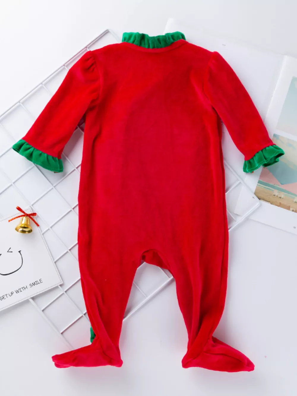 Children's Christmas Velvet One-Piece with Hat, image 3