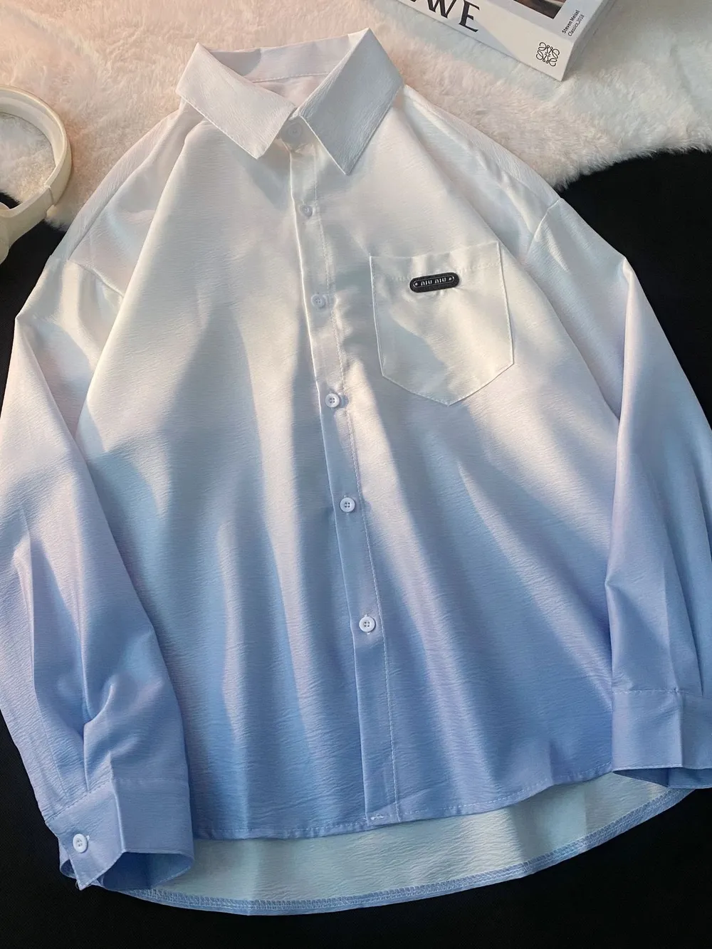 Men's Plus Size Gradient Long Sleeve Button-Up Shirt, image 4