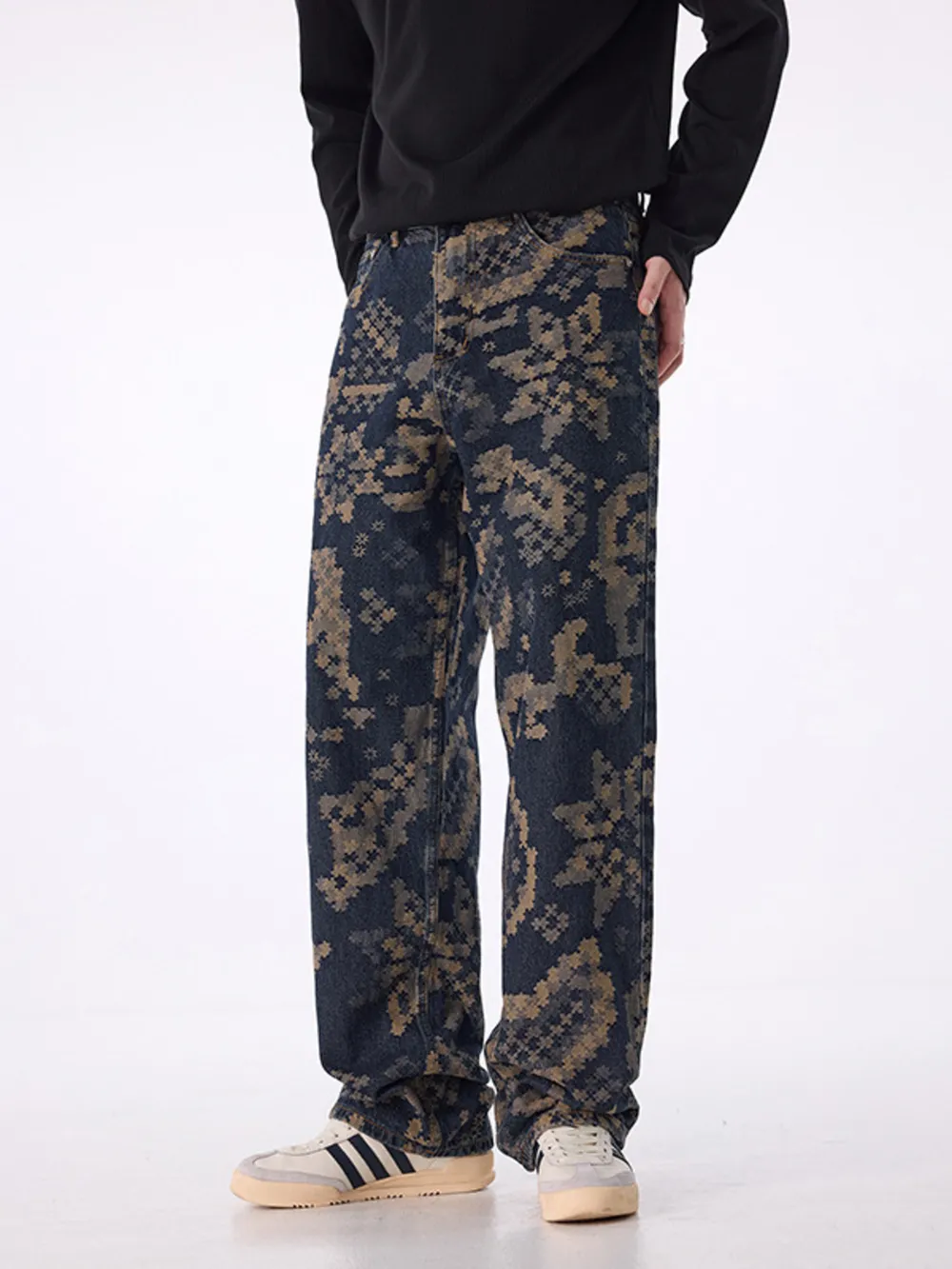 Men's Printed Wide Leg Cargo Pants, image 7