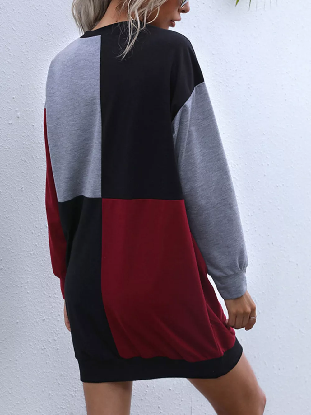 Color Block Casual Long Sleeve Mini Dress, image 6
