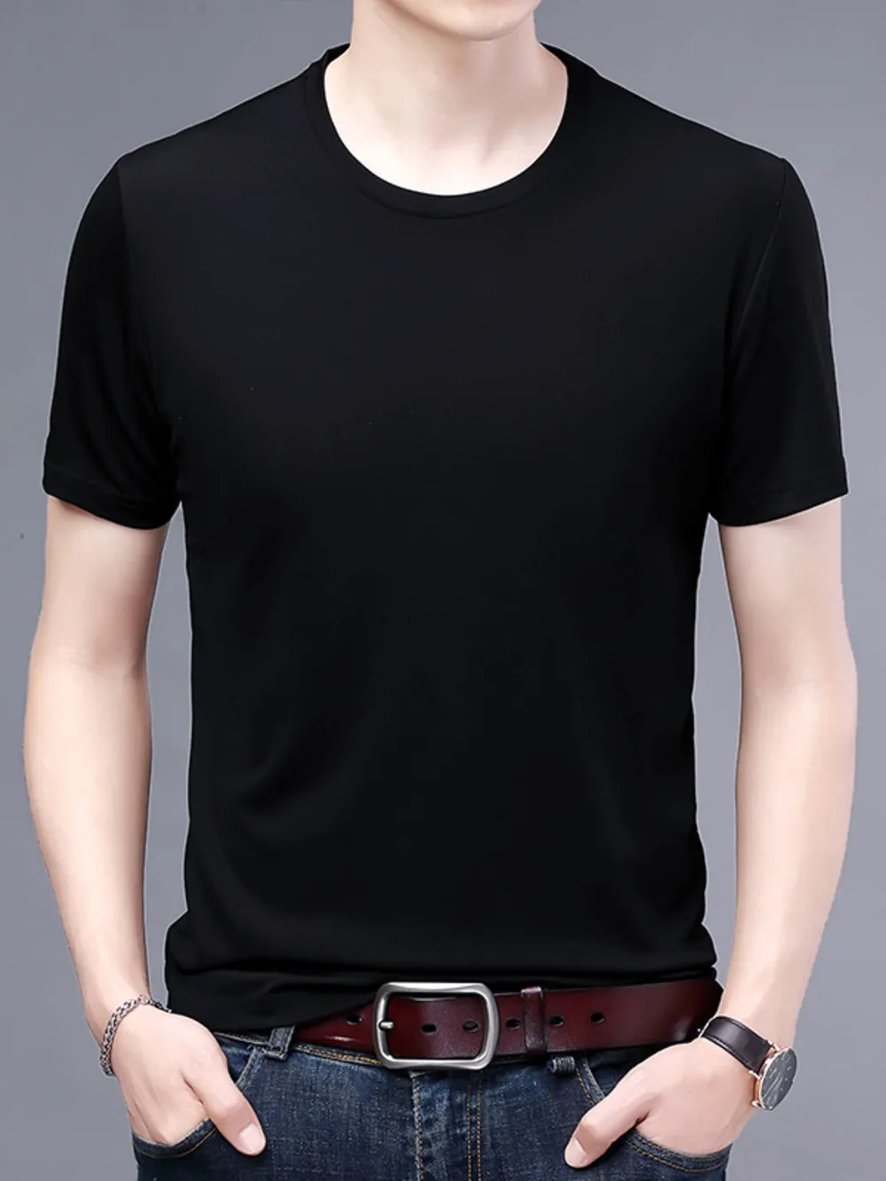Men's Plus Size Classic Crew Neck Basic T-Shirt