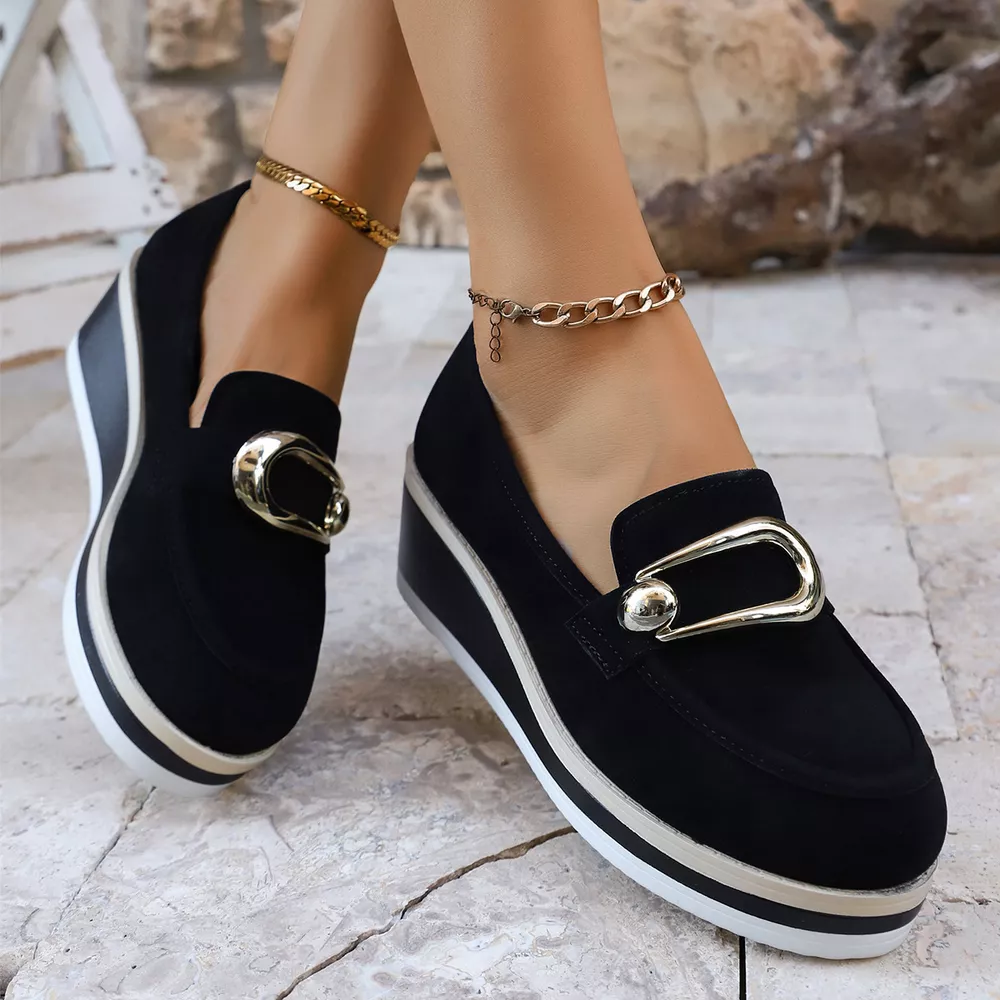 Round Toe Wedge Loafers, image 2