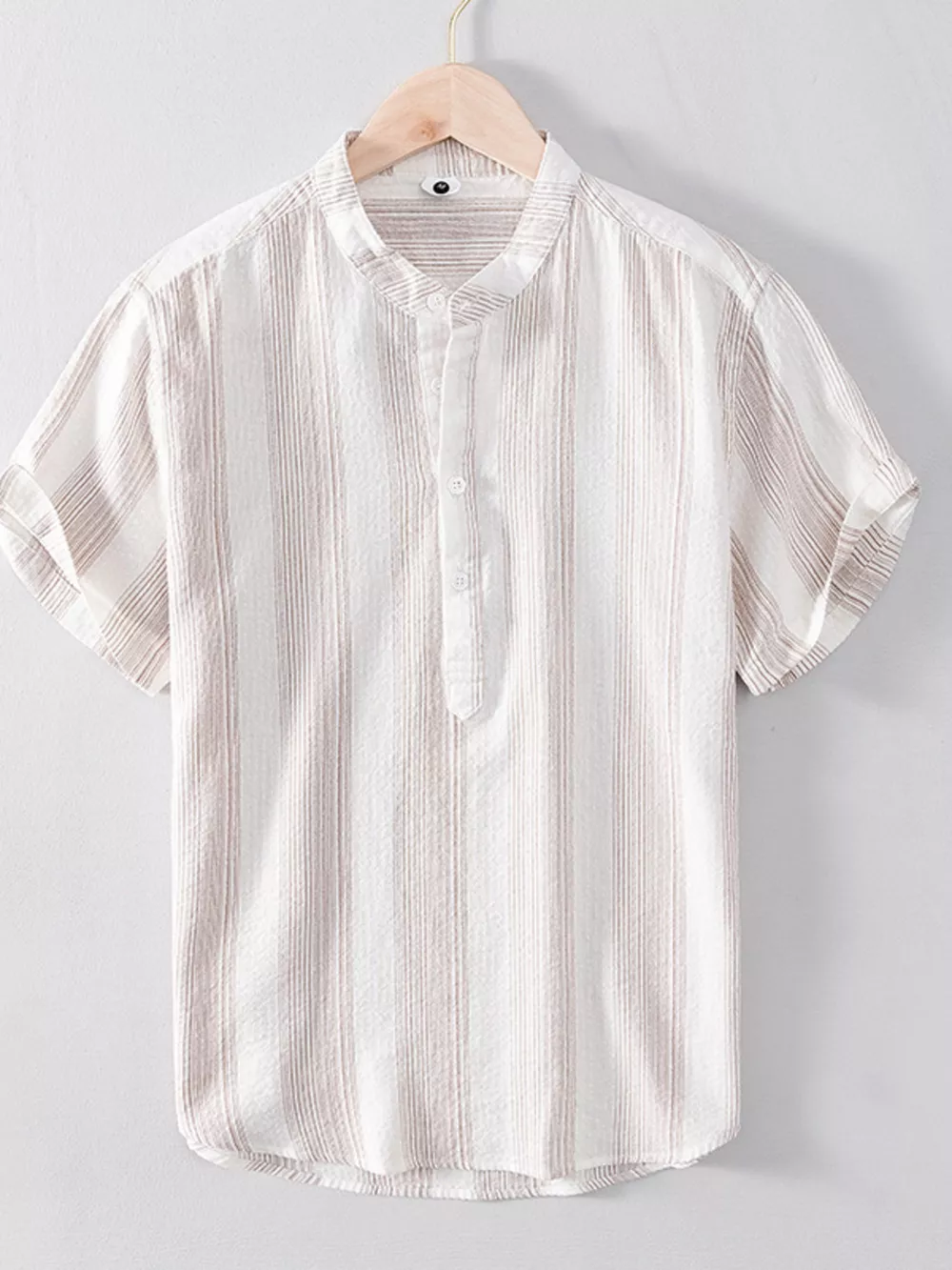 Men's Plus Size Striped Short Sleeve Blouse, image 2