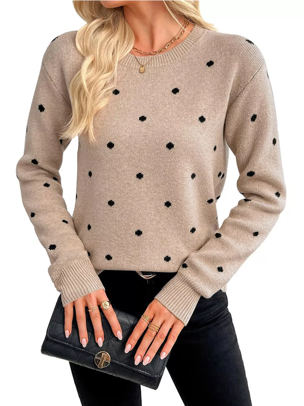 Polka Dot Crew Neck Sweater, image 2