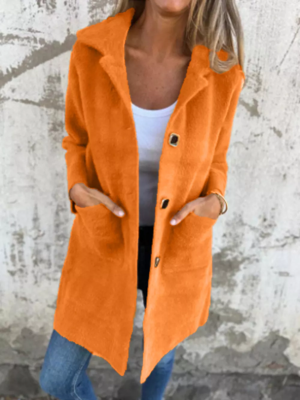 Full Size Button-Down Long Sleeve Longline Coat Plus Size, image 5
