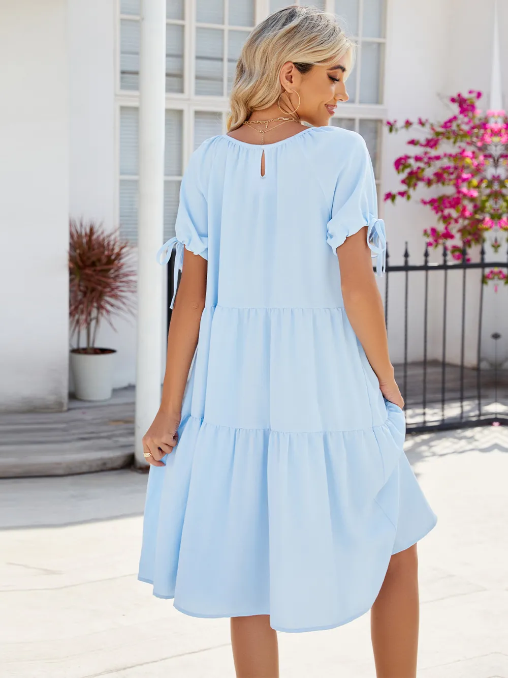 Tiered Round Neck Summer Dress, image 3