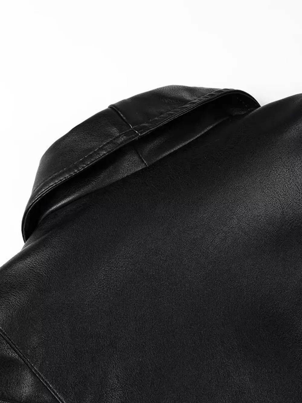 Belted Leather Jacket with Shawl Collar, image 16