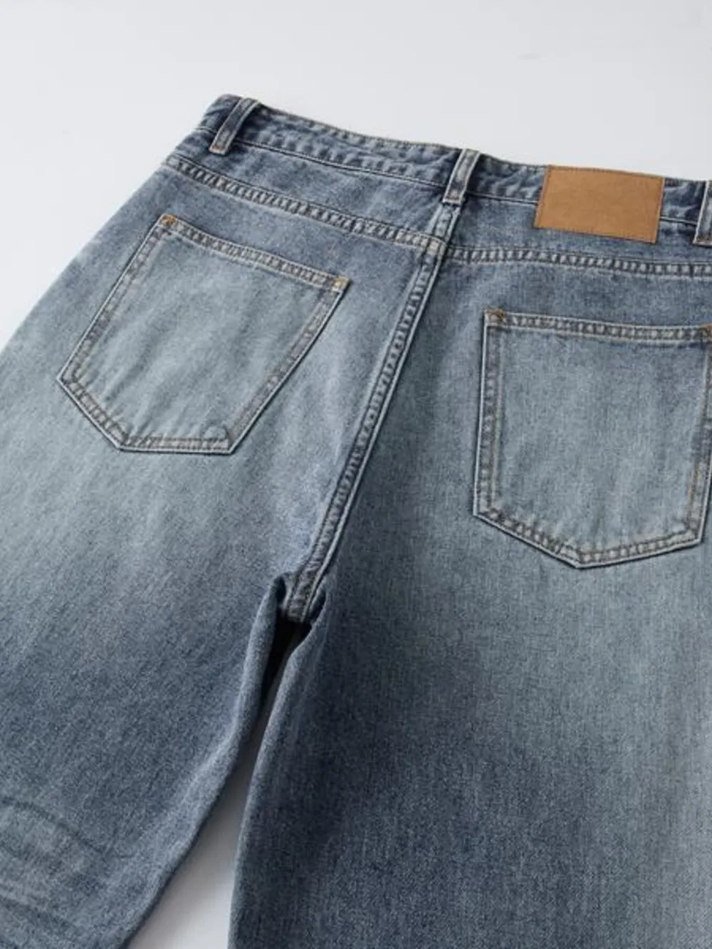 Men's Wash Wide Leg High-Rise Jeans, image 9