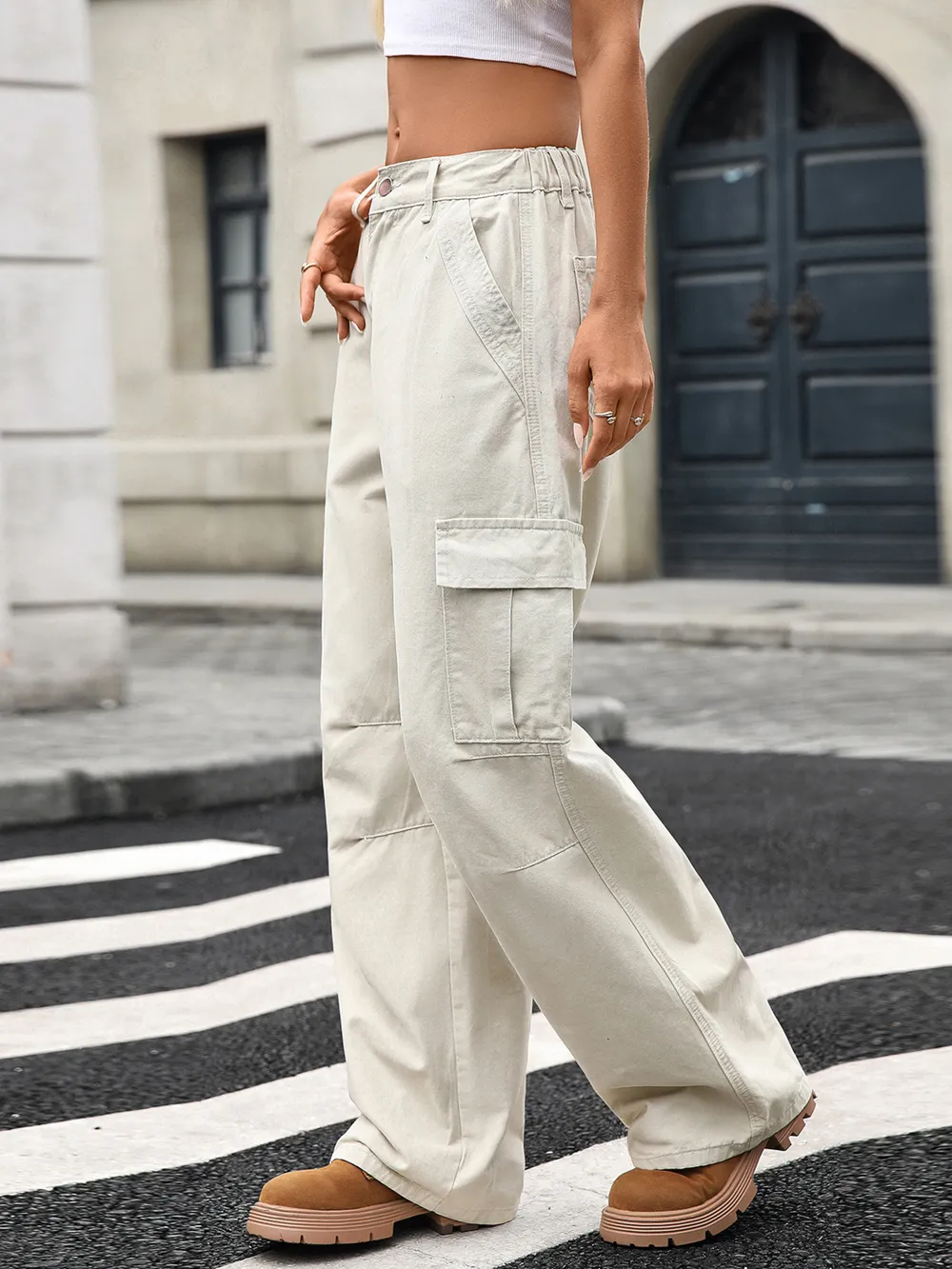 Wide Leg Cargo Jeans, image 4