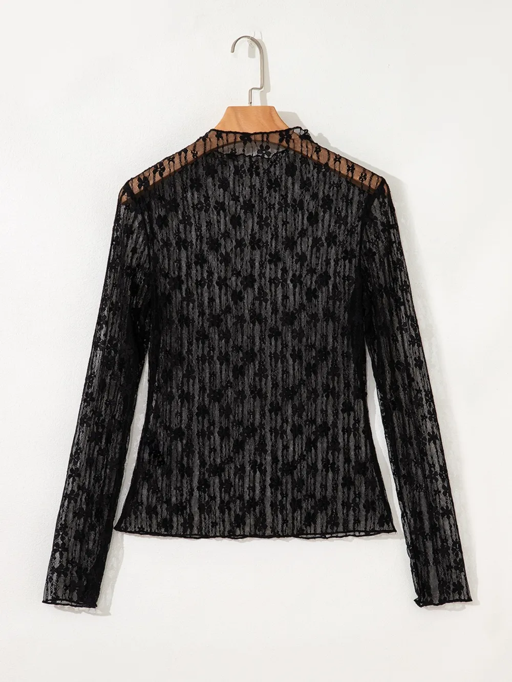 Lace See-Through Long Sleeve Blouse, image 2