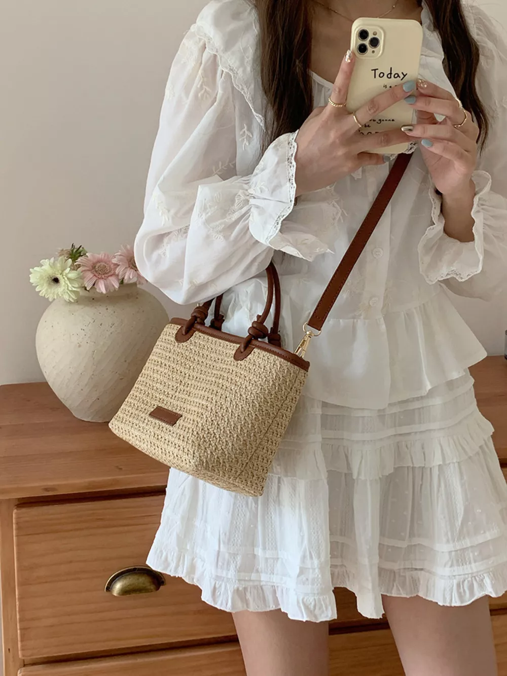Straw Woven Crossbody Bag, image 2