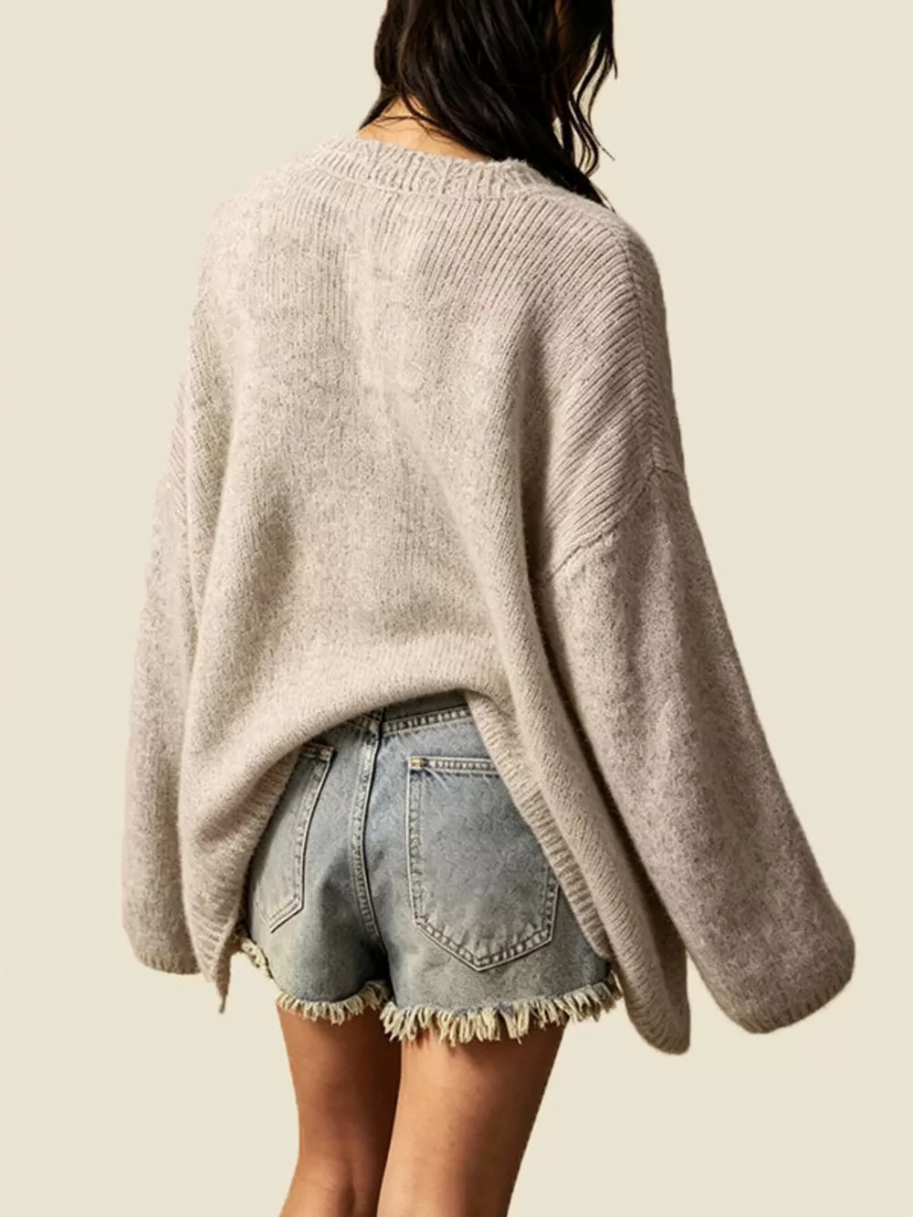 V-Neck Button-Down Knit Cardigan, image 13