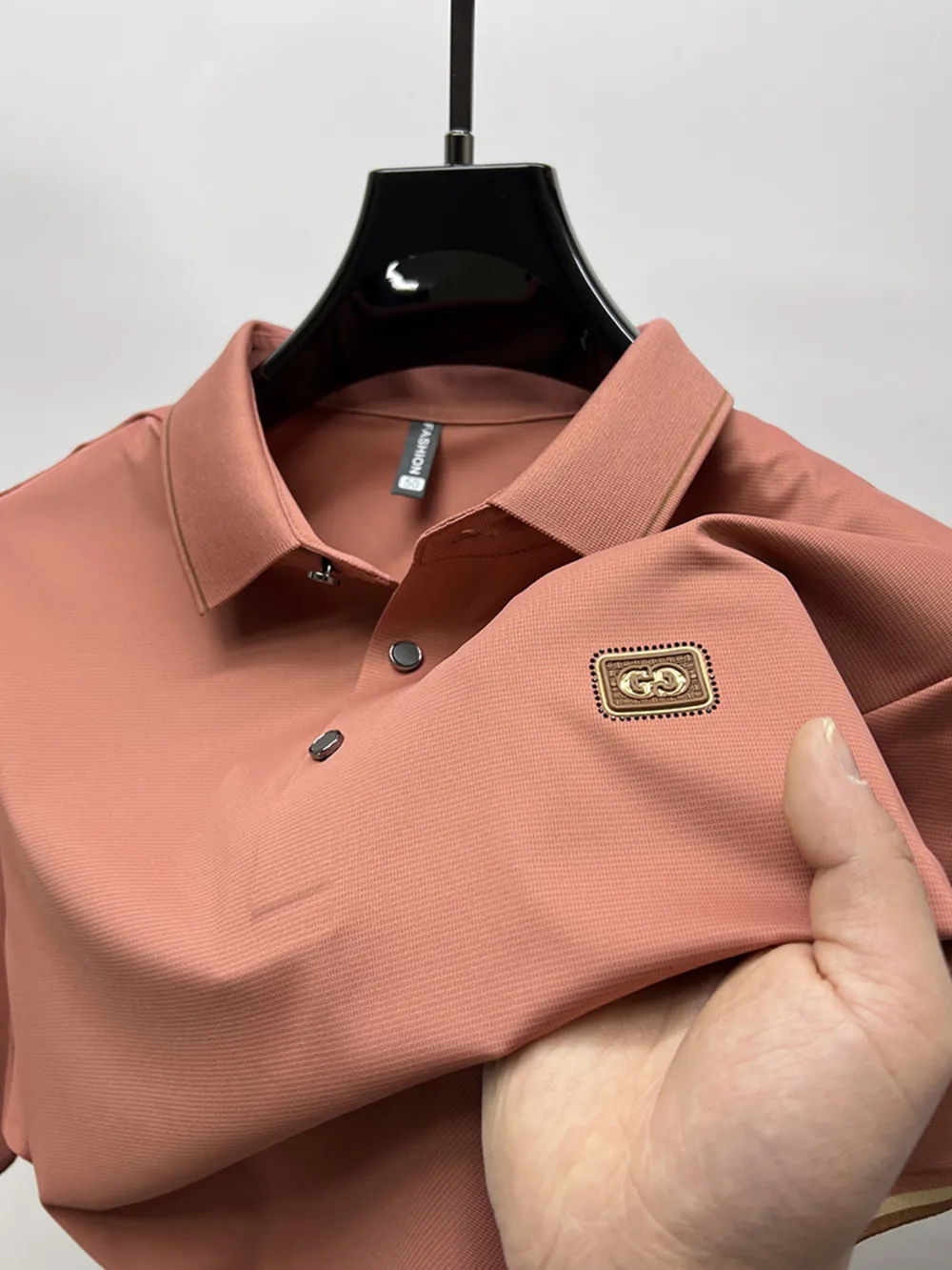 Men's Plus Size Button Detail Short Sleeve Polo, image 3