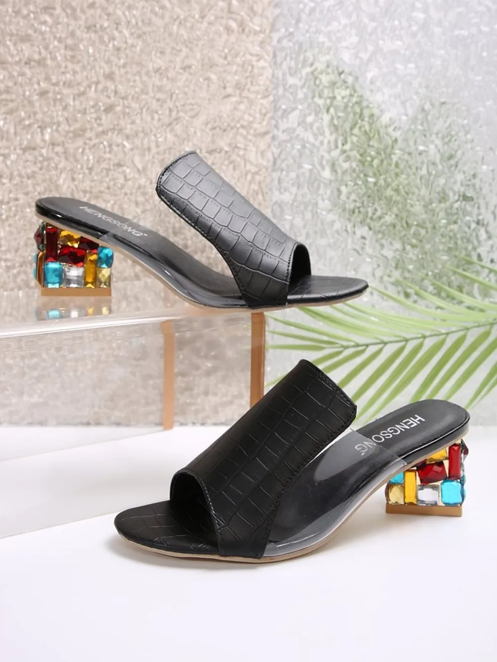 Open Toe Colorful Block Heels Sandals, image 3