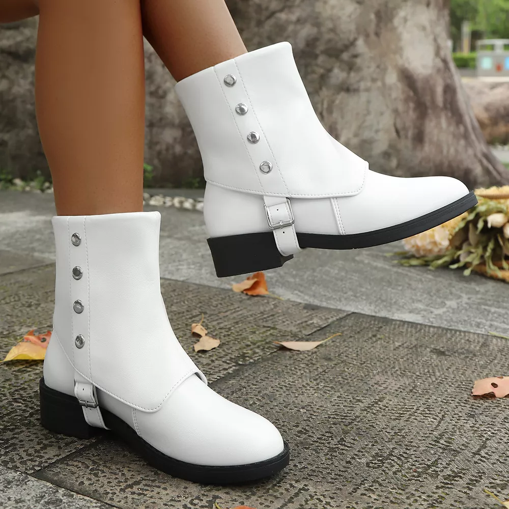 Round Toe Block Heels Boots, image 5
