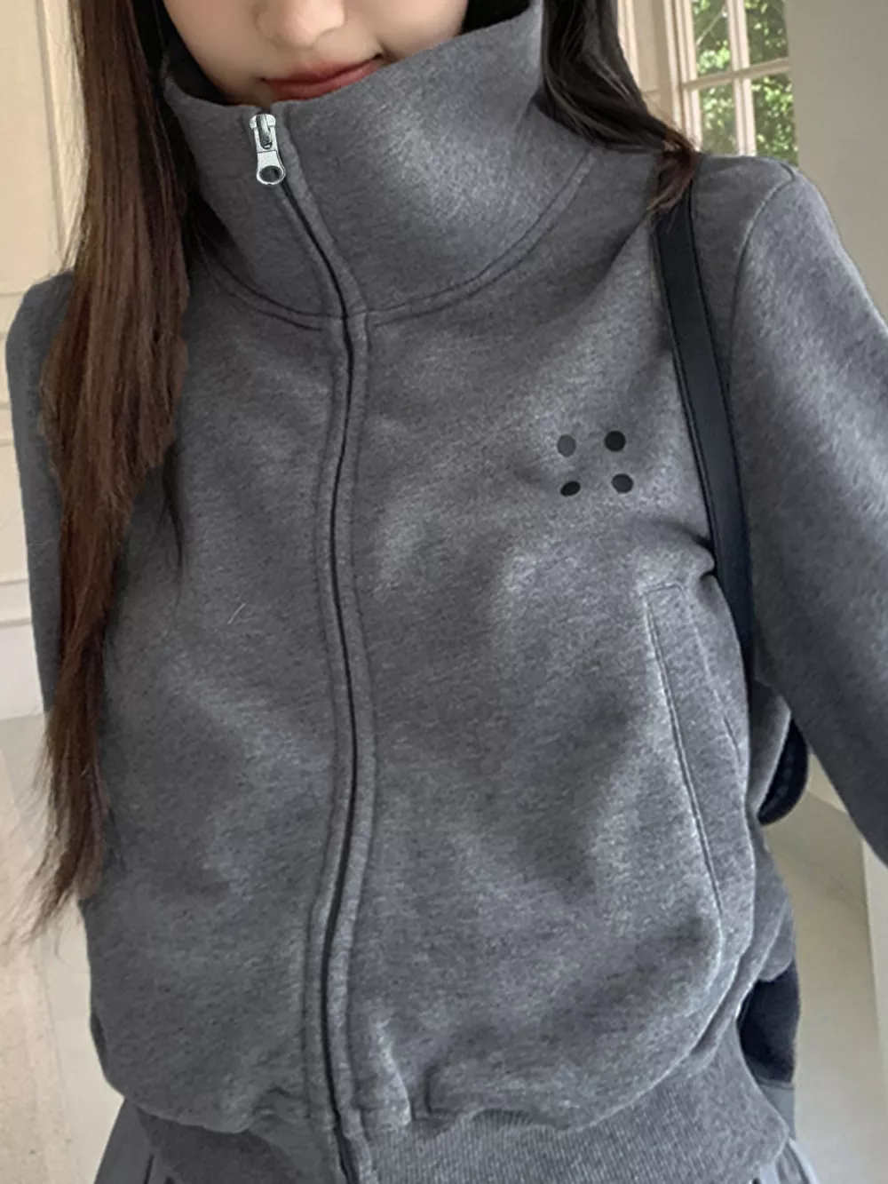 Casual Zip-Up Cropped Outerwear, image 2