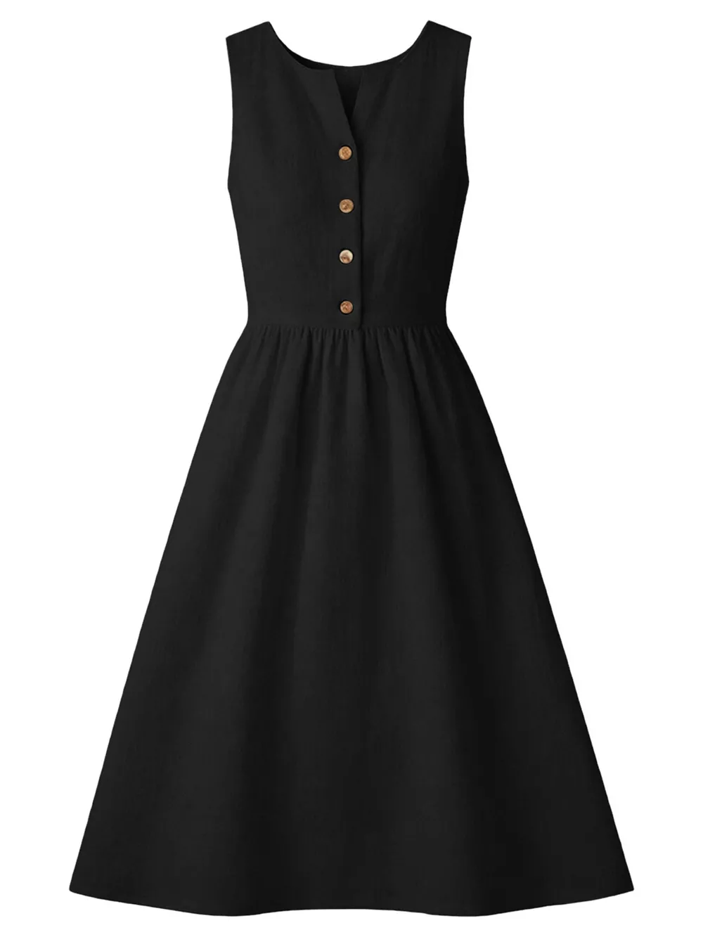 Sleeveless Button Front Flowy Midi Dress, image 9