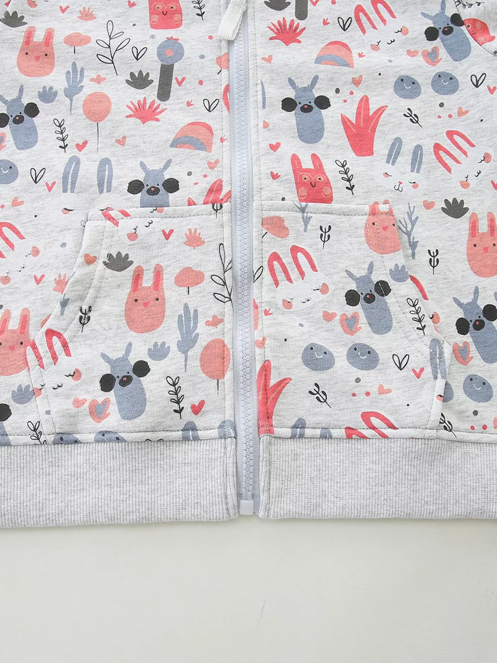 Children's Playful Cartoon Print Zip-Up Hoodie, image 3