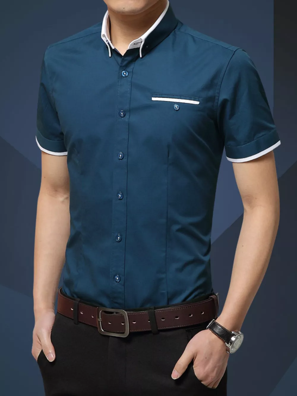 Men's Plus Size Button Up Short Sleeve Shirt, image 3
