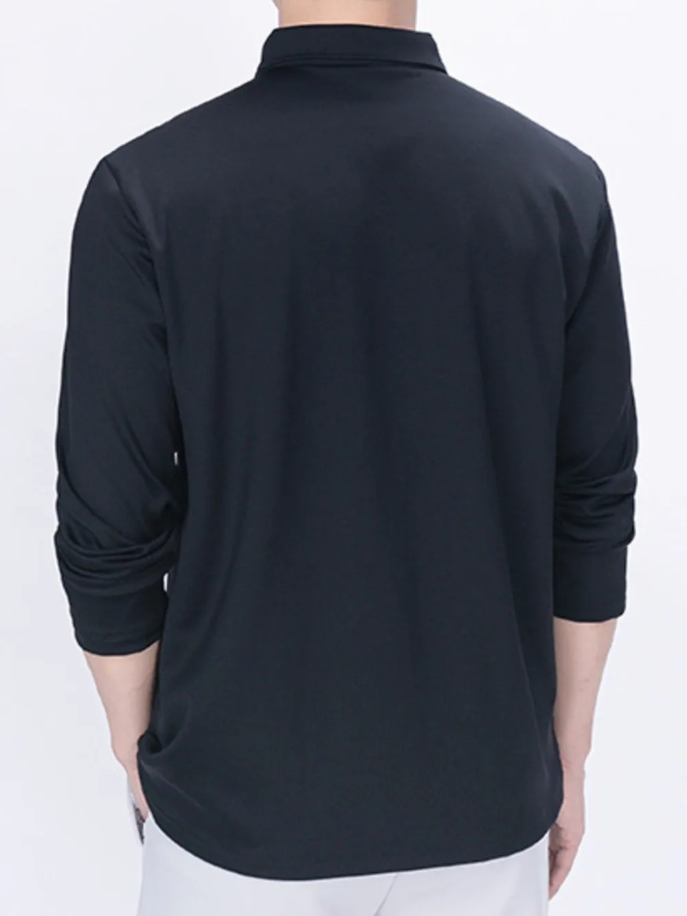 Men's Plus Size Collared Neck Long Sleeve Polo, image 2