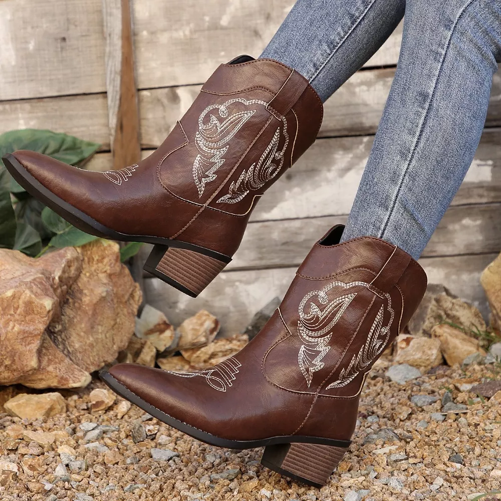 Western Cowboy Boots with Embroidered Design, image 2
