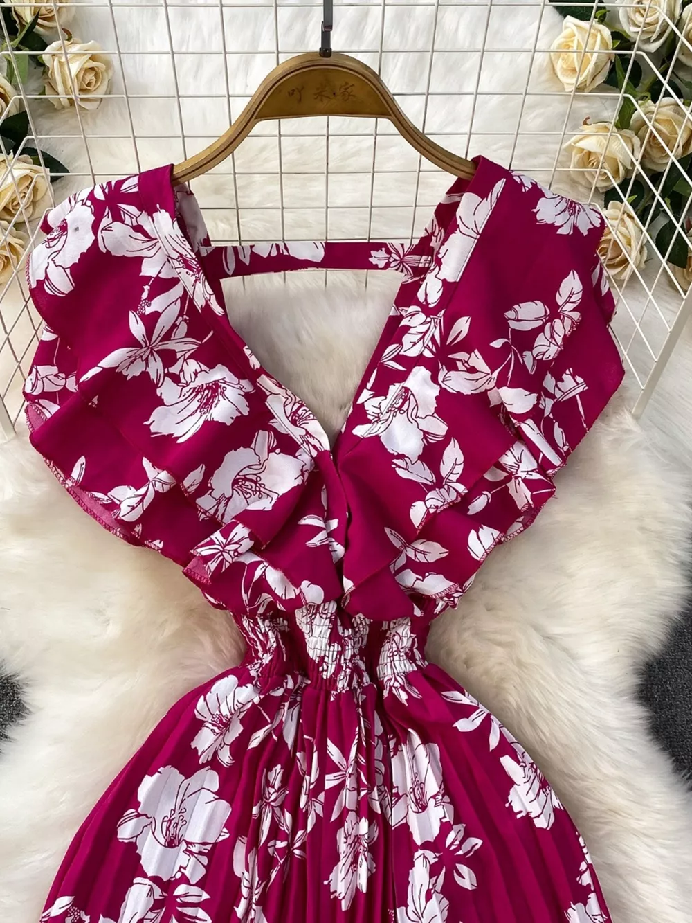 Floral Print Wide Leg Pleated Jumpsuit, image 9