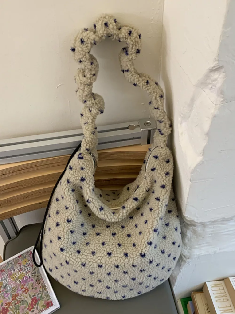Sherpa Ruched Strap Handbag, image 6