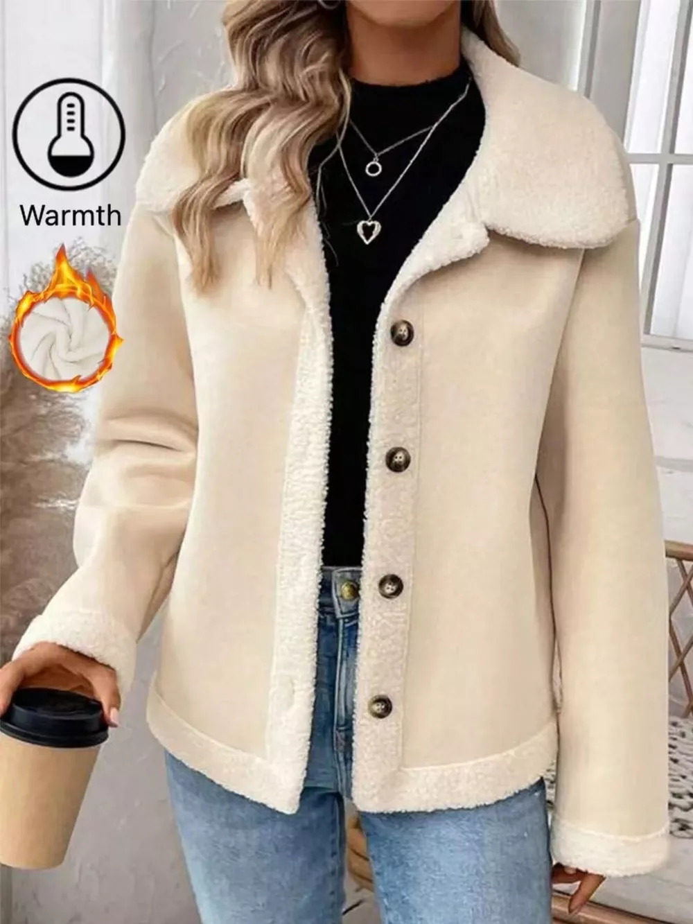 Plus Size Fleece Button-Down Outerwear, image 4