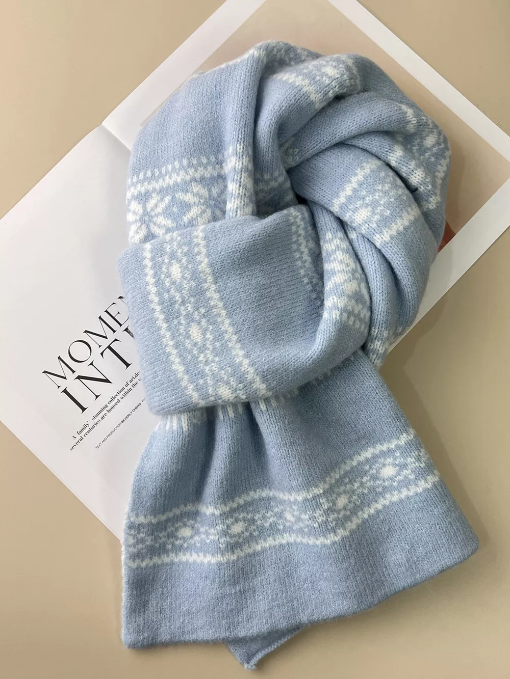 Winter Snowflake Pattern Knitted Scarf, image 4