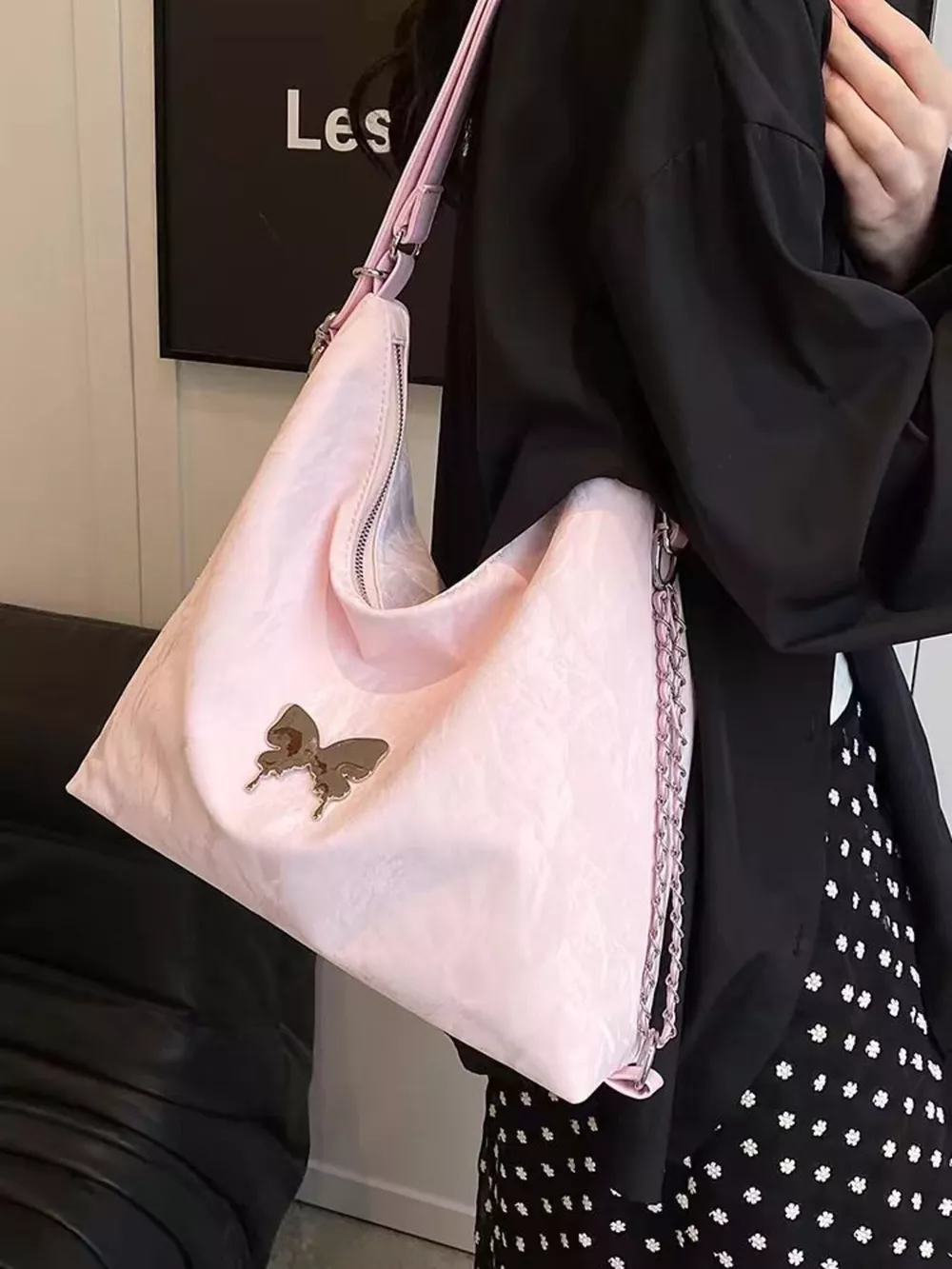 Butterfly Decor Convertible Shoulder Bag, image 6