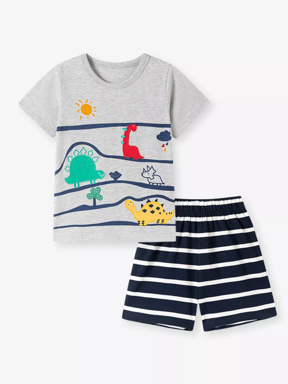 Children's Dinosaur T-Shirt & Striped Shorts Set, image 2