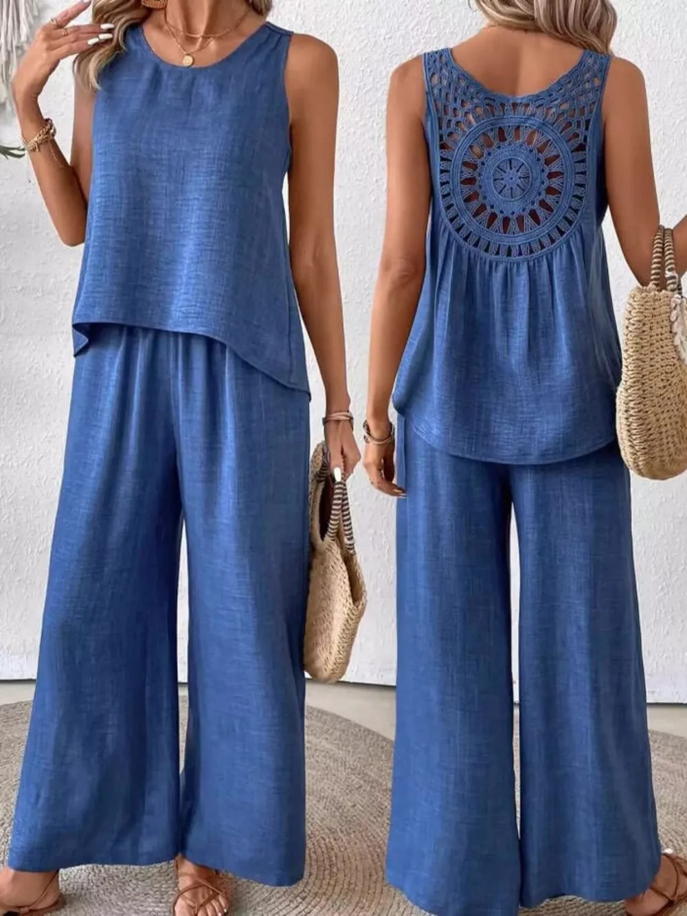 Round Neck Tank and Pants Set, image 9