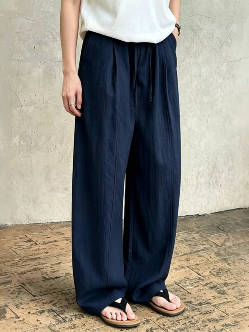Men's Plus Size Wide Leg Pants with Drawstring Waist, image 8