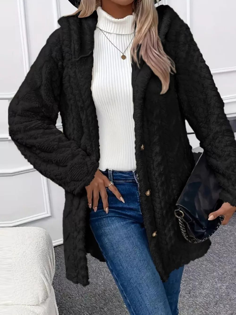 Full Size Button-Down Hooded Outerwear Plus Size, image 10