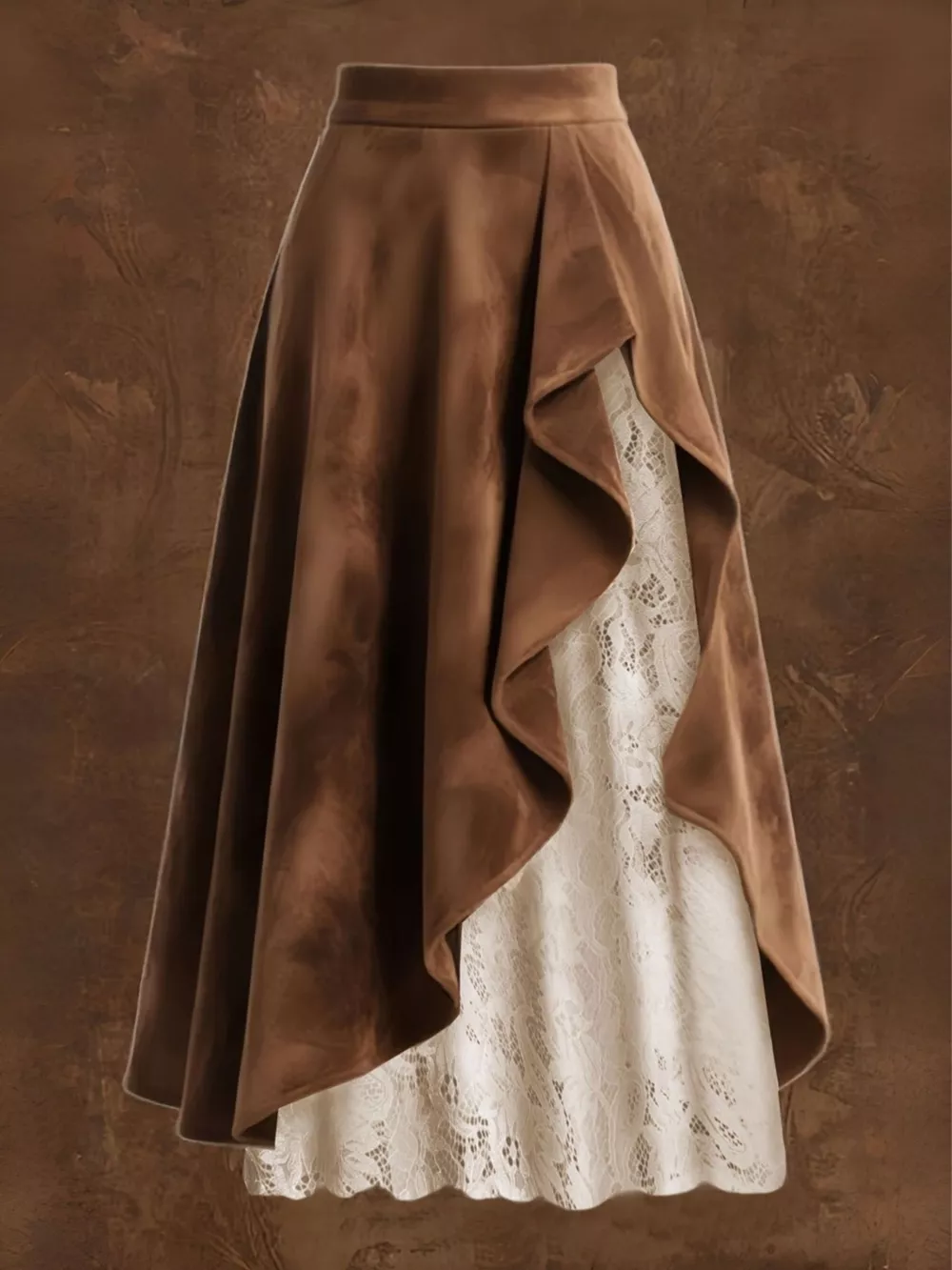 Lace Ruffled Midi Skirt, image 3